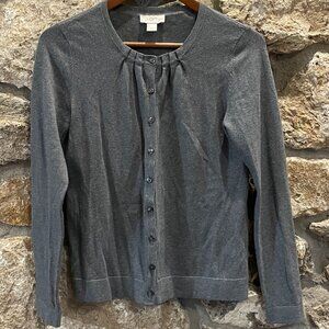 Ann Taylor Loft Petites Cotton Cardigan in Grey size Medium Petite
